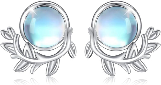 ONE:  Exquisite  STUD Color: MOONSTONE  Earrings 925 Sterling Silver