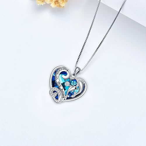 ONE :💎Dolphins HEART Pendant Necklace Fine Jewelry 💎