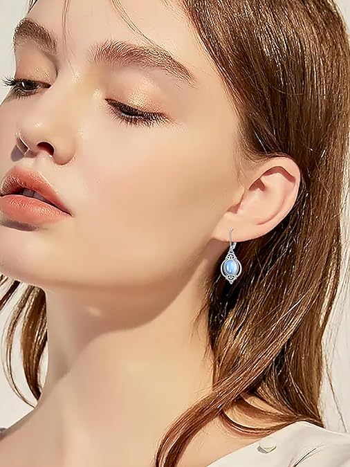 ONE:  DROP Earrings Color: Moonstone Dangle Earrings 925 Sterling Silver