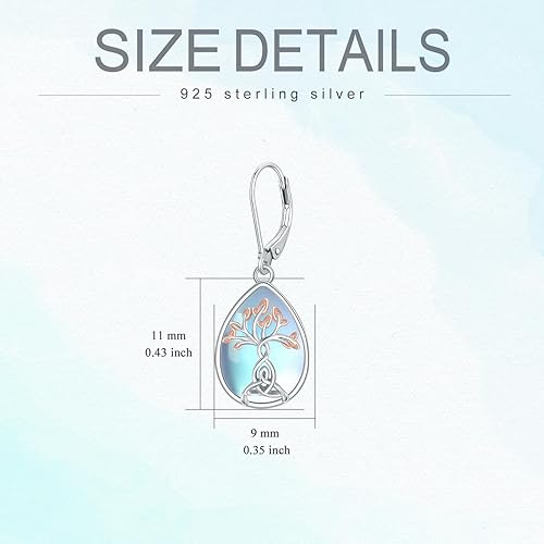 ONE:  Exquisite TREE Color: MOONSTONE  Dangle Earrings 925 Sterling Silver