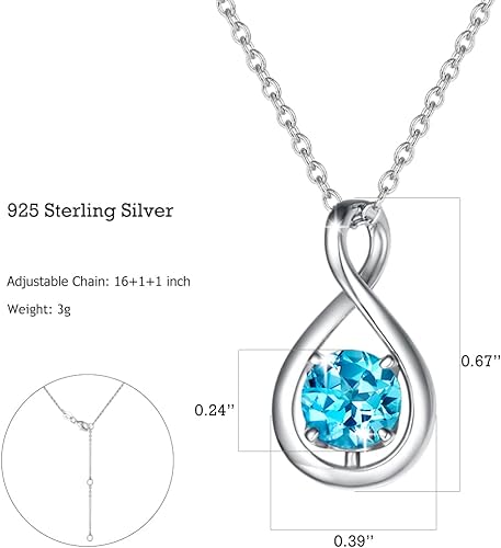ONE: Birthstone Necklace Gifts For Women, Love Pendant Birthstone Jewelry 16+2 inch Silver Chain NOV