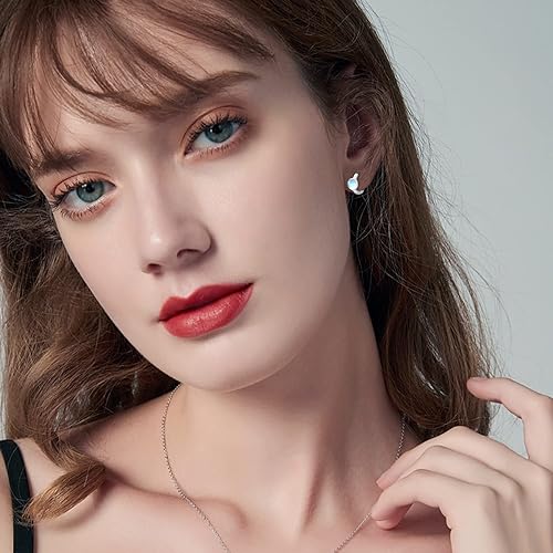 ONE:  Exquisite  U-shape Huggie Color: MOONSTONE  Earrings 925 Sterling Silver