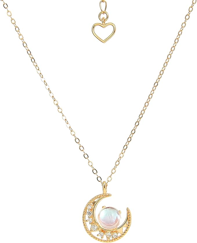 ONE :💎 Moonstone Pendant Necklace   💎18k Gold Plated Color: Champagne Gold