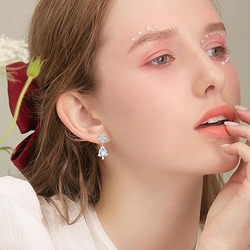 ONE:  Exquisite Snow Flake's Tree Color: MOONSTONE  Dangle Earrings 925 Sterling Silver