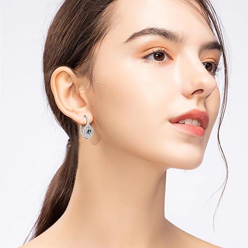 ONE:  Exquisite MOSS AGATE Earrings Color:  Dangle Earrings 925 Sterling Silver