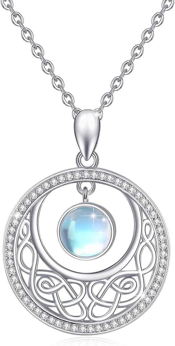 ONE :💎 SILVER Celtic knot Pendant Necklace 💎 925 Sterling Silver MOONSTONE