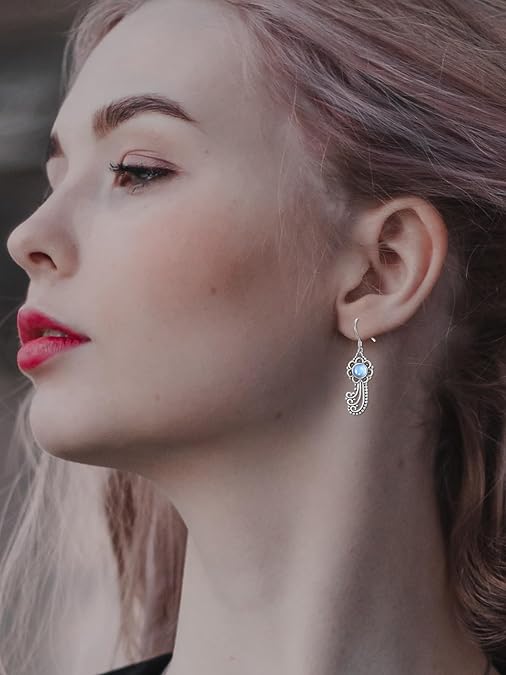 ONE:  Falling Stars Earrings Color: Moonstone Dangle Earrings 925 Sterling Silver