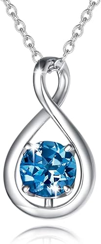 ONE: Birthstone Necklace Gifts For Women, Love Pendant Birthstone Jewelry 16+2 inch Silver Chain NOV/DEC