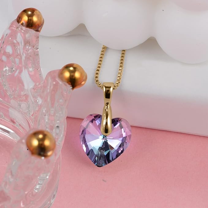 ONE :💎Elegant 1 GOLD PURPLE Heart Pendant Necklace was made of blue crystal, which sparkles all the time