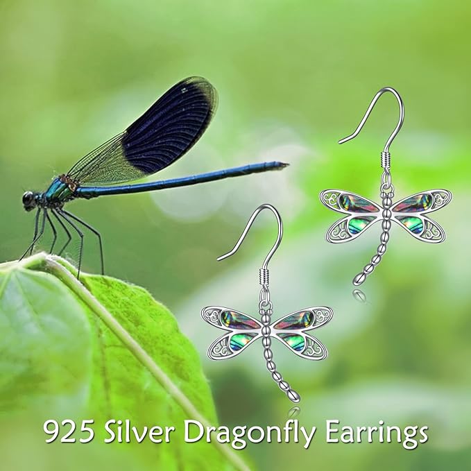 ONE: Dragonfly Dangle Drop Earrings  925 Sterling Silver