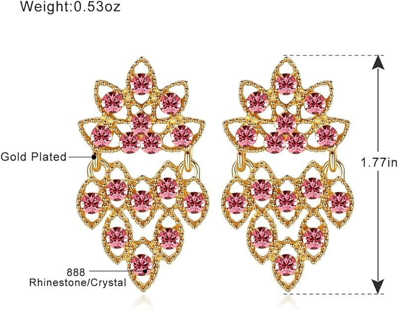 ONE PAIR: Crystal Multi Gold/Silver Rhinestone Chandelier Wedding Bridal Dangle Earrings