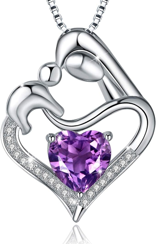 ONE: Love Heart Pendant Necklace Style Mother's Love-Purple