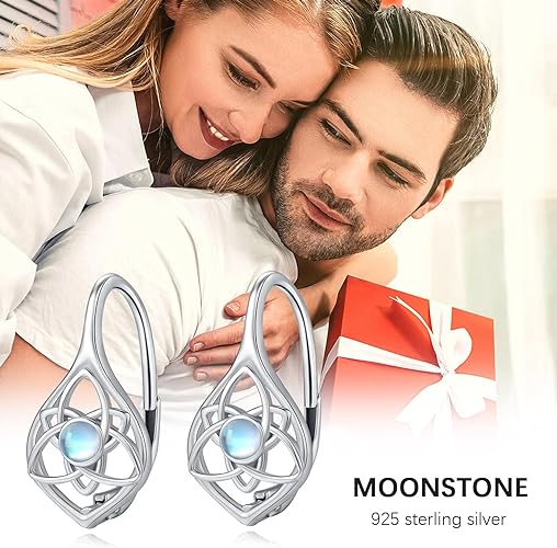 ONE:  Exquisite Earrings Color: Moonstone Dangle Earrings 925 Sterling Silver