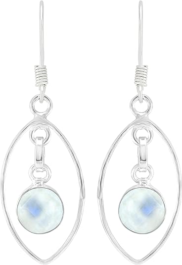 ONE: Exquisite Color: MOONSTONE Dangle Earrings 925 Sterling Silver