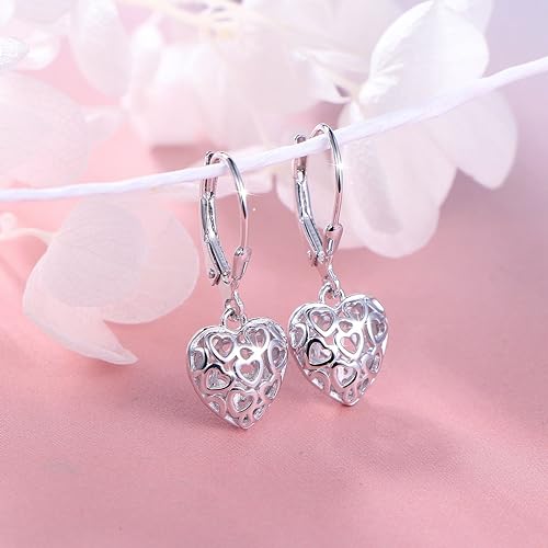 ONE:  Style: HEART DROP Dangle Earrings 925 Sterling Silver