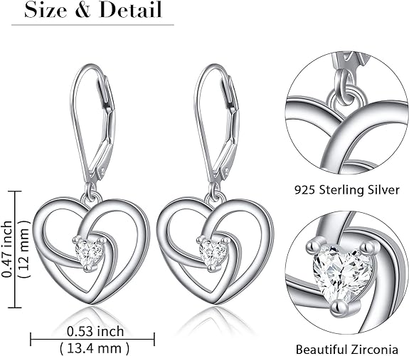 ONE:  Style: Heart QZ Dangle Earrings 925 Sterling Silver