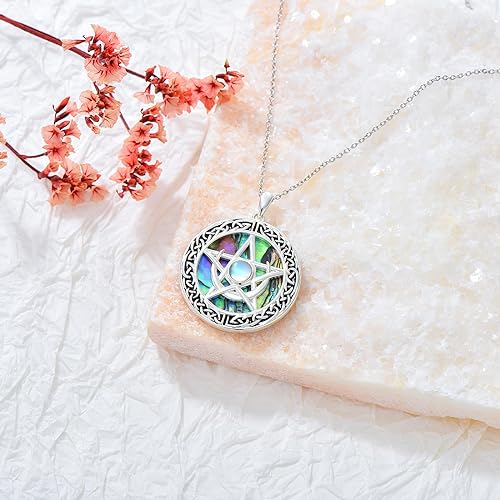 ONE :💎Style: Pentagram Star Amulet Moonstone Pendant Necklace Fine Jewelry 💎