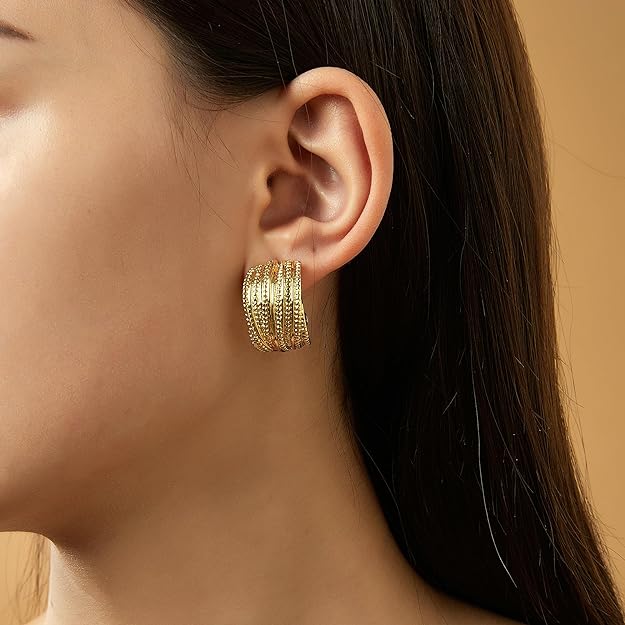 ONE PAIR:   Crystal Stud Multi Gold/Silver  Dangle Earrings