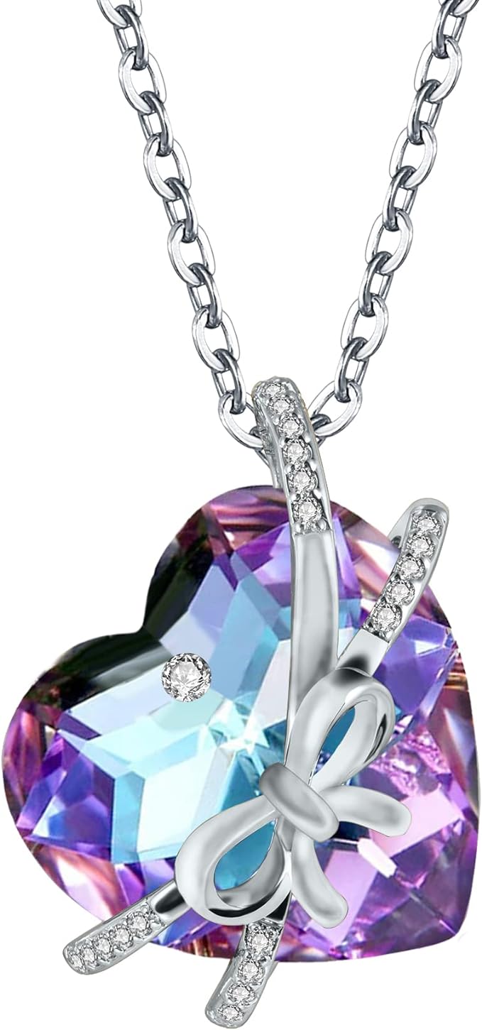 ONE :💎Elegant Silver Purple Heart Pendant Necklace was made of blue crystal, which sparkles all the time
