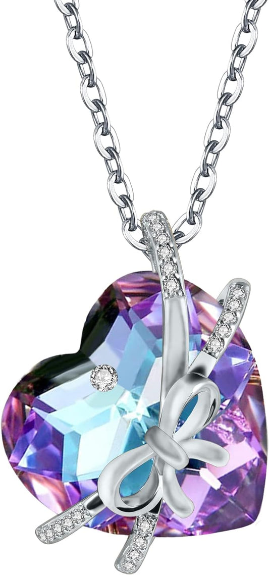 ONE :💎Elegant Silver Purple Heart Pendant Necklace was made of blue crystal, which sparkles all the time