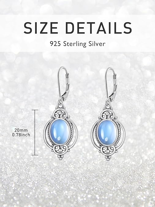 ONE:  DROP Earrings Color: Moonstone Dangle Earrings 925 Sterling Silver