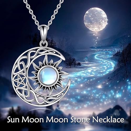 ONE :💎Phoenix/Moon and Sun Moonstone Pendant Necklace Fine Jewelry 💎