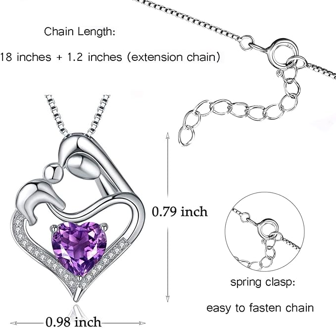 ONE: Love Heart Pendant Necklace Style Mother's Love-Purple