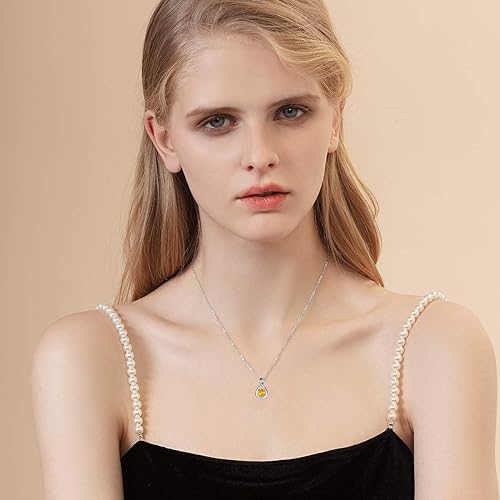 ONE: Birthstone Necklace Gifts For Women, Love Pendant Birthstone Jewelry 16+2 inch Silver Chain NOV