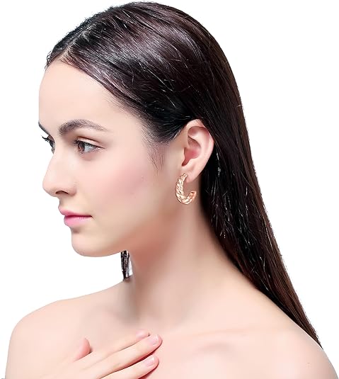 2 Pairs Earrings Set for Women, Lightweight Hollow Gold Hoops. Silver Hoop Earrings, 14k Gold Teardrop Hoop Earrings, Rhinestone Waterdrop Earrings Set