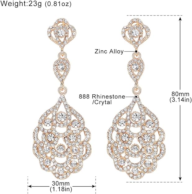 ONE PAIR: Crystal Multi Gold/Silver Rhinestone Chandelier Wedding Bridal Dangle Earrings