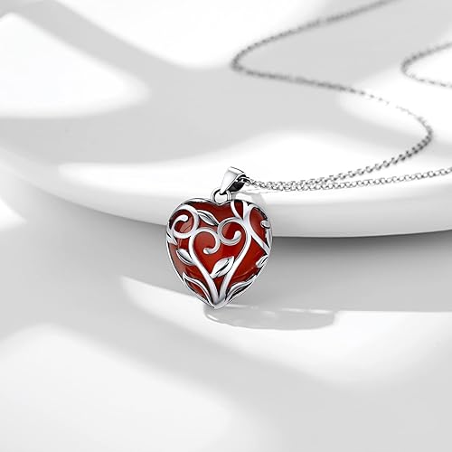 ONE: Style: 925 Sterling Silver Heart January Garnet Necklace