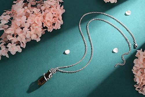 ONE :💎DAINTY FLOWER NATURAL HEALING CRYSTAL: Tiger Eye Stone NECKLACE Fine Jewelry 💎