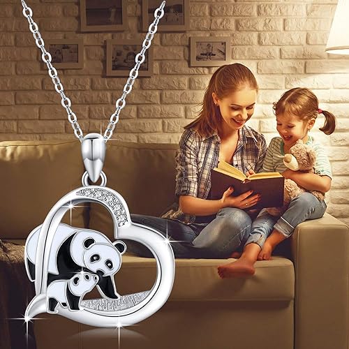 ONE: Love Heart Pendant Necklace Style: Mama Panda Bear