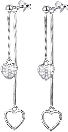 ONE: Style: Front and Back Heart Earrings 925 Sterling Silver