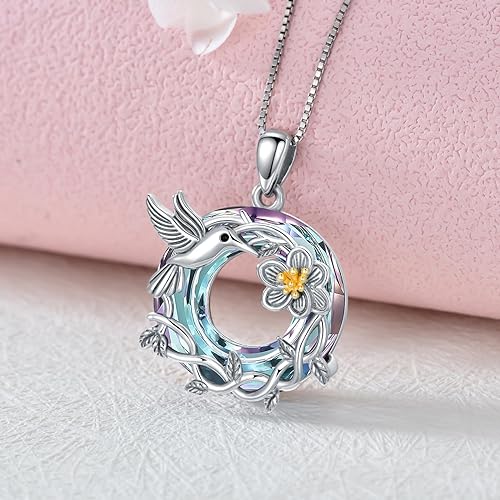 ONE :💎Hummingbirds Flower Pendant Necklace Fine Jewelry 💎