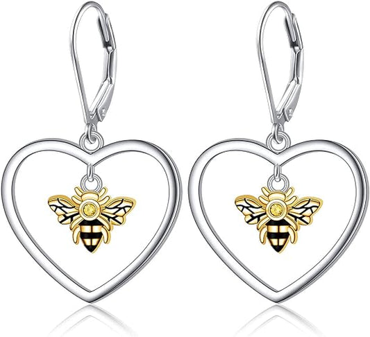 ONE:  Style: Heart Bees Earrings 925 Sterling Silver