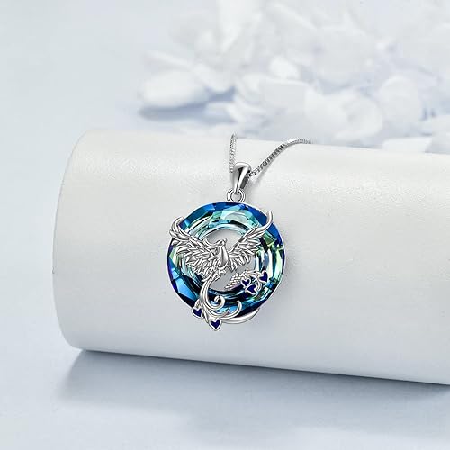 ONE :💎Style: Phoenix-Blue Crystal Pendant Necklace Fine Jewelry 💎