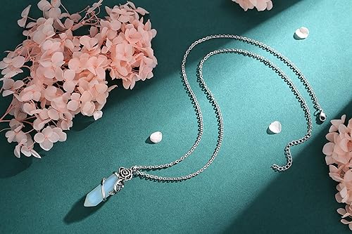 ONE :💎DAINTY FLOWER NATURAL HEALING CRYSTAL: Opal  NECKLACE Fine Jewelry 💎