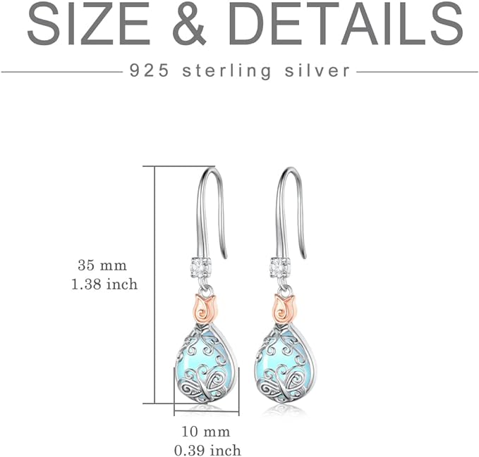 ONE:  Exquisite Butterfly Earrings Color: Moonstone Dangle Earrings 925 Sterling Silver