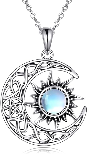 ONE :💎Phoenix/Moon and Sun Moonstone Pendant Necklace Fine Jewelry 💎