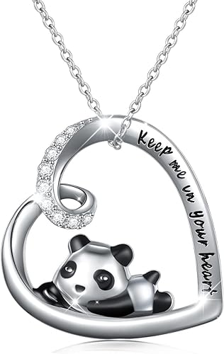 ONE: Love Heart Pendant Necklace Style: Panda-Keep me in your heart