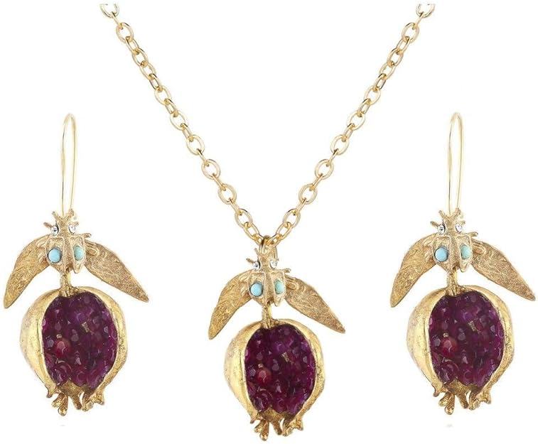 ONE:  Package:1 Pair Earring and 1 Piece Necklace The Pomegranate Jewelry set.