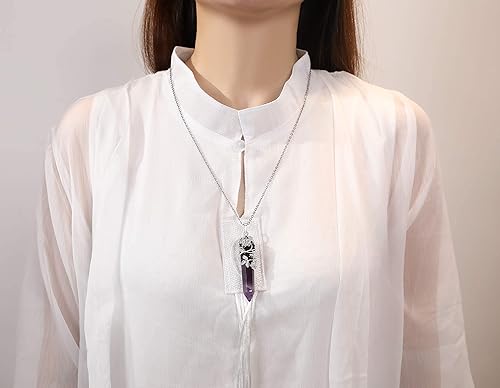 ONE :💎DAINTY FLOWER NATURAL HEALING CRYSTAL: Amethyst NECKLACE Fine Jewelry 💎