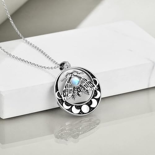 ONE :💎 Moonstone Moth Pendant NECKLACE Fine Jewelry 💎