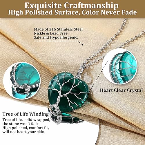 ONE: May-Synthetic Emerald Heart Crystal GREEN Necklace 925 Sterling Silver Necklace