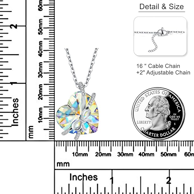 ONE :💎Elegant Silver Yellow Heart Pendant Necklace was made of blue crystal, which sparkles all the time