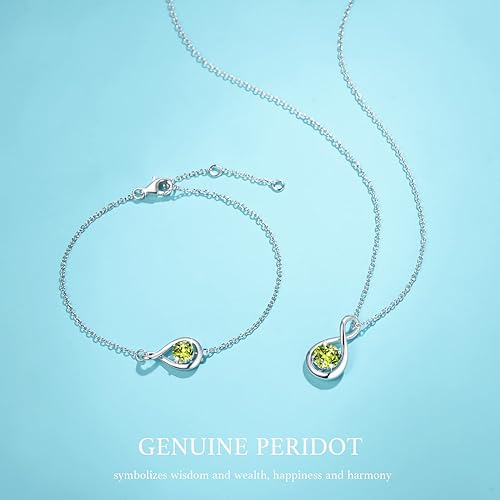 ONE :💎 Birthstone Necklace Gifts For Women, Love Pendant Birthstone Jewelry 16+2 inch Silver Chain August