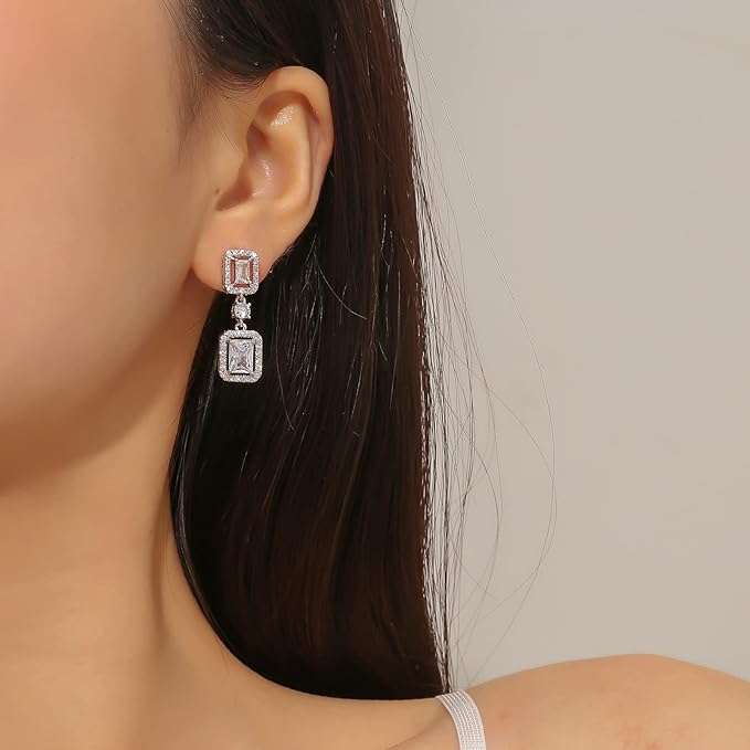 ONE PAIR: Crystal Multi Gold/Silver Rhinestone Chandelier Wedding Bridal Dangle Earrings