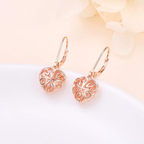 ONE:  Style: Interlocking HEART ROSE GOLD Dangle Earrings 925 Sterling Silver