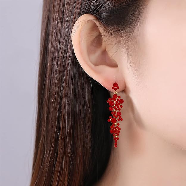 ONE PAIR: Crystal Multi Gold/Silver Rhinestone Chandelier Wedding Bridal Dangle Earrings